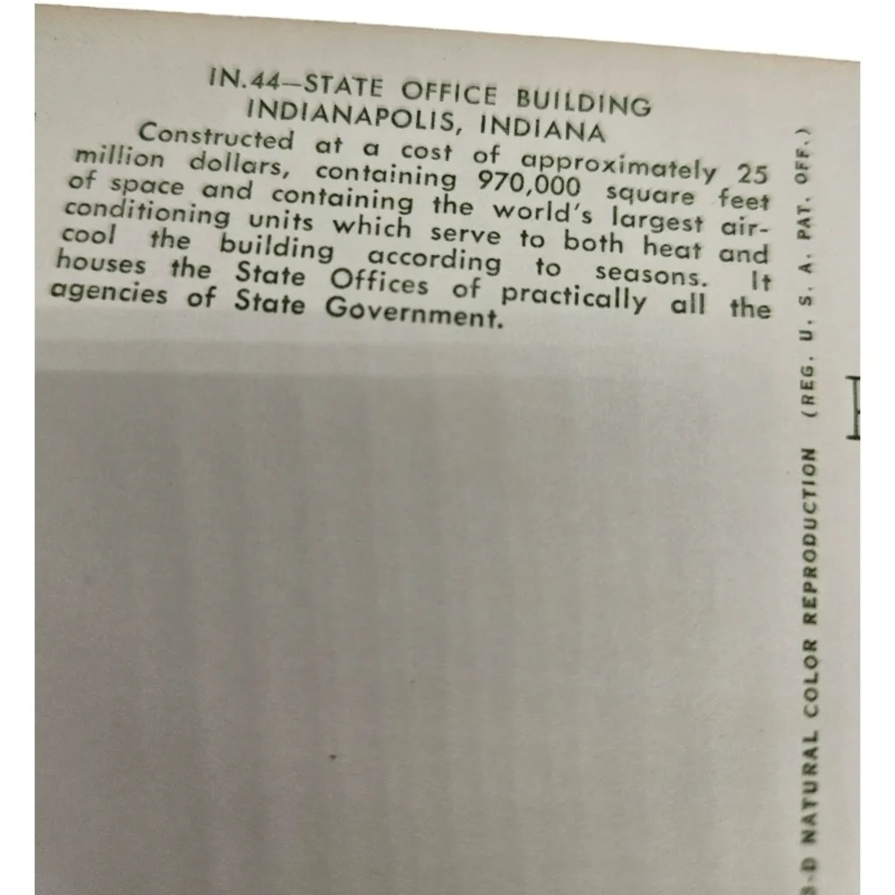 📬 Vintage Unused Postcard The Indiana State Office Building Indianapolis IN
